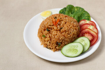 Delicious Spicy Fried Rice with Egg and Fresh Vegetables