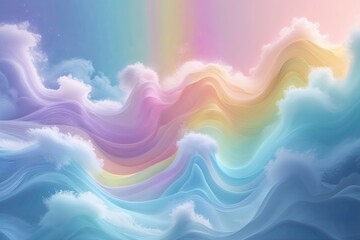 Fototapeta premium Serene Pastel Gradient Art Featuring Enchanting Rainbow Blends and Ocean Blue Tones