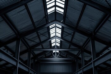 Warehouse steel frame structural design for industrial building, open roof window