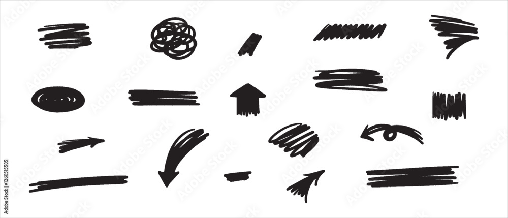 Fototapete marker artistic elements set. grunge design elements, underlines and arrows. vector collection isola