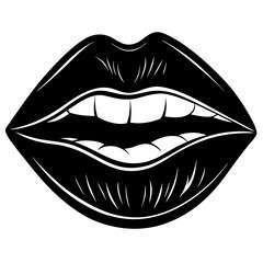 Human lips grimace slightly vector illustration