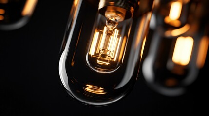Close-up Incandescent Lightbulb Against Background - Concept