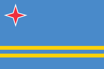 National flag of Aruba. Aruban flag. Vector Illustration.