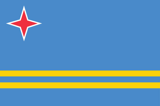 National flag of Aruba. Aruban flag. Vector Illustration.