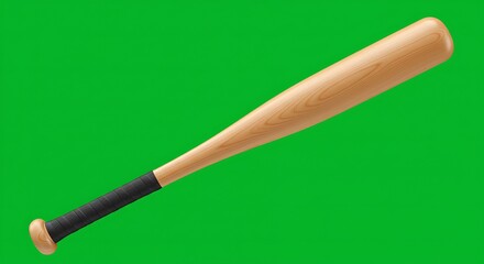 Baseball Bat Isolated on Green Background for Sports Equipment Promotion