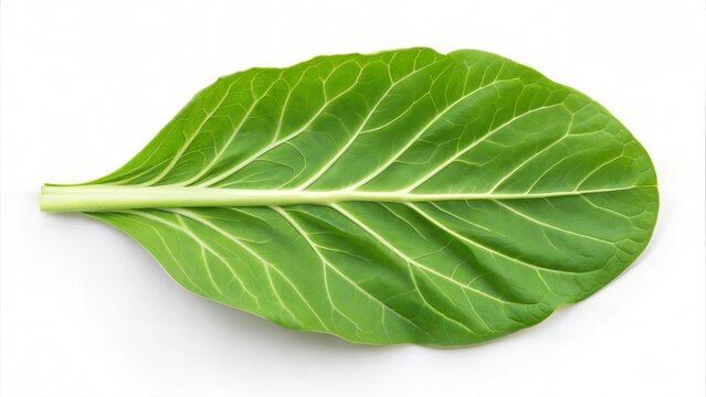 Collard Green Leaf on white.
