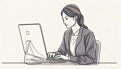 パソコンを操作をする女性