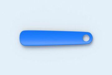 One shoehorn on light gray background. Plastic shoe spoon. Top view. 3d render