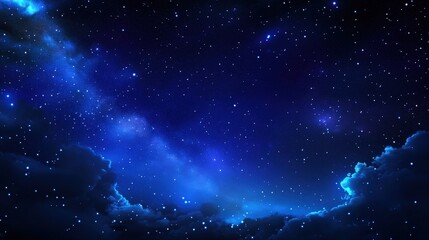 A breathtaking view of a starry night sky, filled with deep blue hues and twinkling stars, offering a sense of wonder and tranquility in the vastness of the universe.