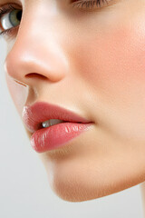 Obraz premium Closeup of female cheek with visible signs of rosacea. Red flushing cheeks