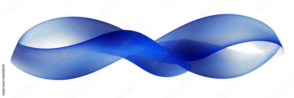 Wall mural blue wispy ribbon effect, dynamic flowing shape with varied line, abstract design element