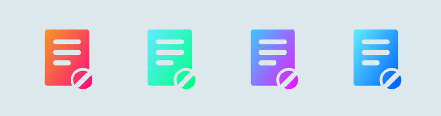 Ban solid icon in gradient colors. Forbidden signs vector illustration.