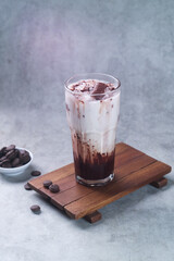 a glass of chocolate drink with milk. Very delicious. 
