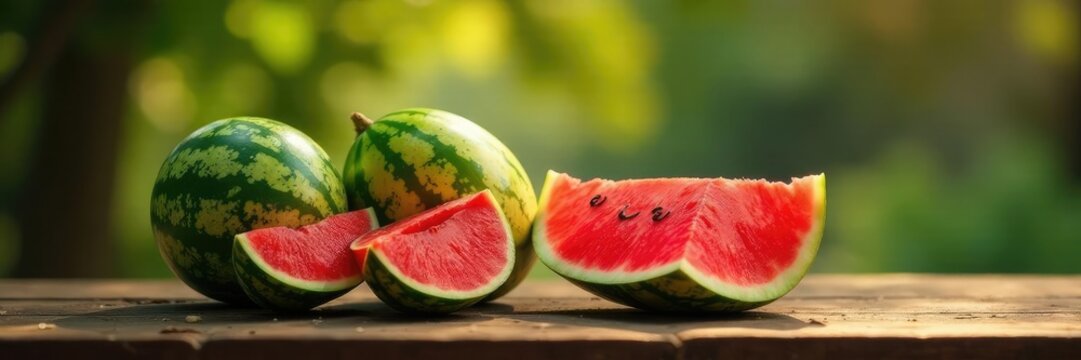 Frische wassermelonen auf einem Stuhl in einer M?rktausstellung, Obst, Stuhl, Sonnenlicht