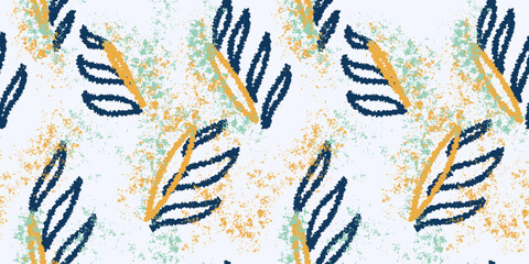 Strokes brush abstract organic shapes seamless pattern. Vector hand drawn. Contemporary repeated ornament. Colorful splashes of paint on a light background.