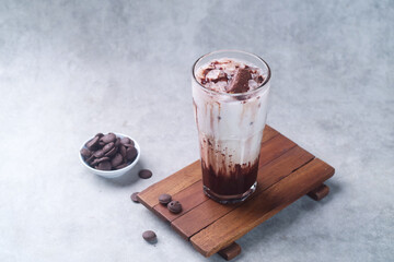 a glass of chocolate drink with milk. Very delicious. 
