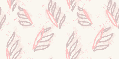 Abstract sketch organic shapes seamless pattern on a pastel light background. Vector hand drawn colorful unique forms print. Contemporary minimalist ornament.