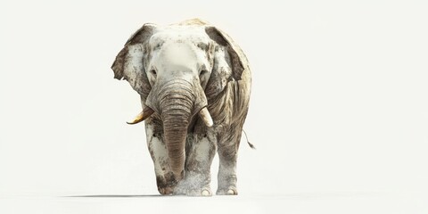 Fototapeta premium Elephant walking gracefully through a serene landscape with vibrant, natural surroundings during daylight