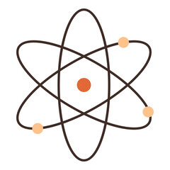 Central nucleus with three surrounding electron orbits, symbolizing atomic structure, physics, and energy concepts. Ideal for science, education, innovation, physics, technology chemistry research