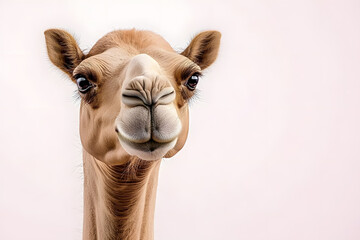 Obraz premium Closeup camel head isolated on white background