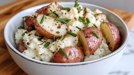 Roasted Red Potatoes and Mashed Potatoes in Bowl