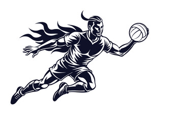 Girl Basketball Players, Basketball Clipart, Silhouettes of Basketball Players Vector set