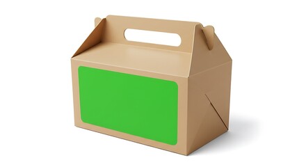 Cardboard Box with Green Label Mockup - Packaging and Product Presentation