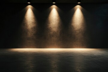 Empty stage with lights for product display or presentation, background space