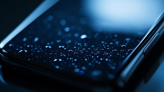 Water Drops on a Modern Smartphone - Close Up