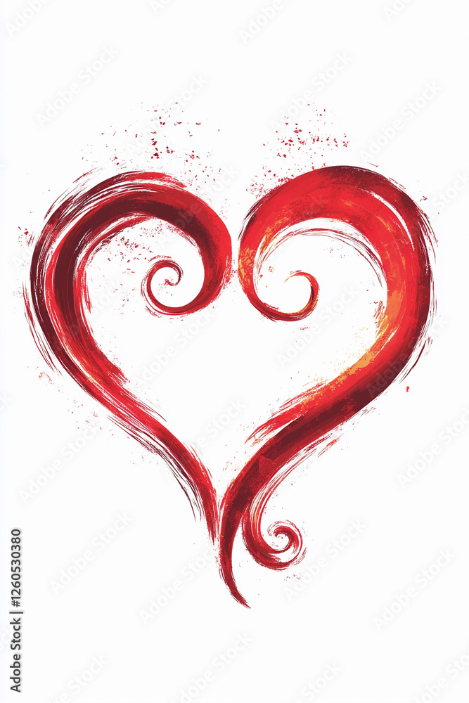 Poster creative heart design with swirling red patterns