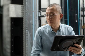 asian engineer working in database