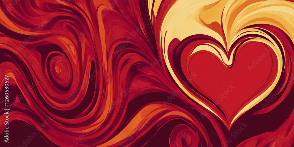 Poster colorful abstract heart pattern with vibrant swirls
