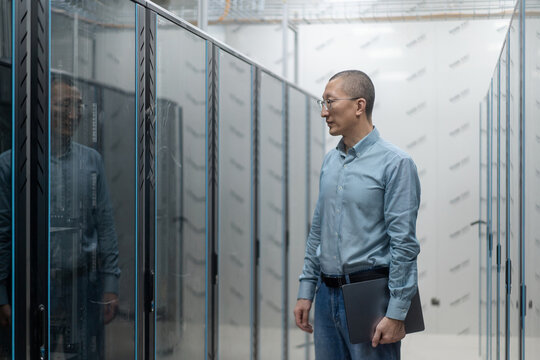 asian engineer working in database