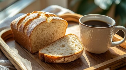 Freshly Baked Bread with a Cup of Coffee - A Perfect Morning Treat