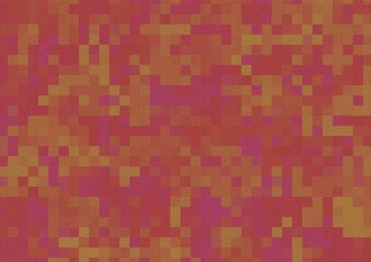 Pixelated abstract pattern in warm shades of red, orange, and yellow. Seamless digital design perfect for textiles, wallpapers, and modern backgrounds. Bold and dynamic composition