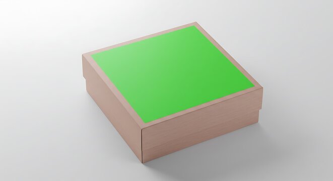 Square Gift Box Mockup with Green Screen Top for Product Display