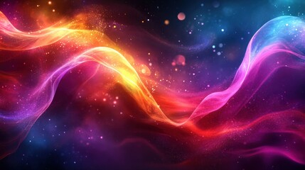 Obraz premium Abstract vibrant energy waves with colorful bursts. Featuring fluid shapes and dynamic light effects. Emphasizing motion and vibrancy. Ideal for modern and high-energy designs.