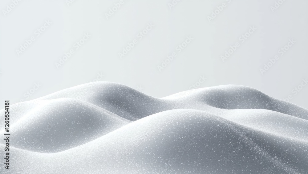 Poster snow-covered hills create a minimalist landscape with smooth curves and soft focus, evoking a serene