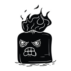 Hand drawing style of cute candle character vector. It is suitable for flaming sticker icon, sign or symbol.