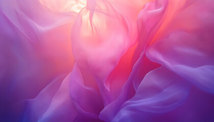 Abstract image of flowing pink and purple fabric, creating a soft, dreamy, and ethereal mood. Perfect for backgrounds, design projects, or artistic expression.