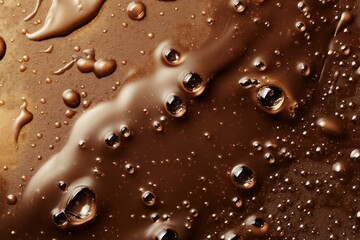 Close-up of chocolate sauce bubbles on surface. AI generated