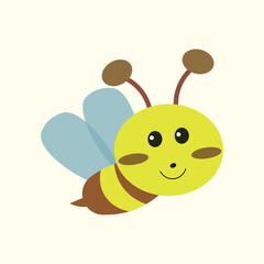 Vector cartoon illustration of a bee
