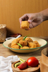 Crispy Fried Tofu Cubes, Indonesian Street Food Delight