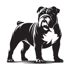 Bulldog silhouette emphasizing its compact and muscular form - Bulldog illustration - minimal Bulldog vector - dog silhouette
