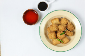 Delicious Fried Tofu Cubes with Dipping Sauces