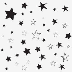 Star doodles seamless pattern. Hand drawn stars texture background.