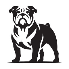 Confident Bulldog silhouette displaying its loyal and fearless nature - Bulldog illustration - minimal Bulldog vector - dog silhouette

