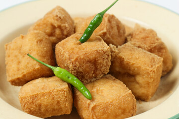 Crispy Fried Tofu with Chili Garnish