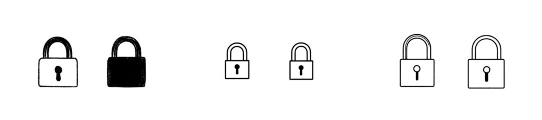 The concept of lock and unlock is depicted in a hand drawn sketch style through an open closed doodle lock, presenting two options