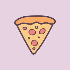 Vector vintage art illustration sticker of tomato pizza slice